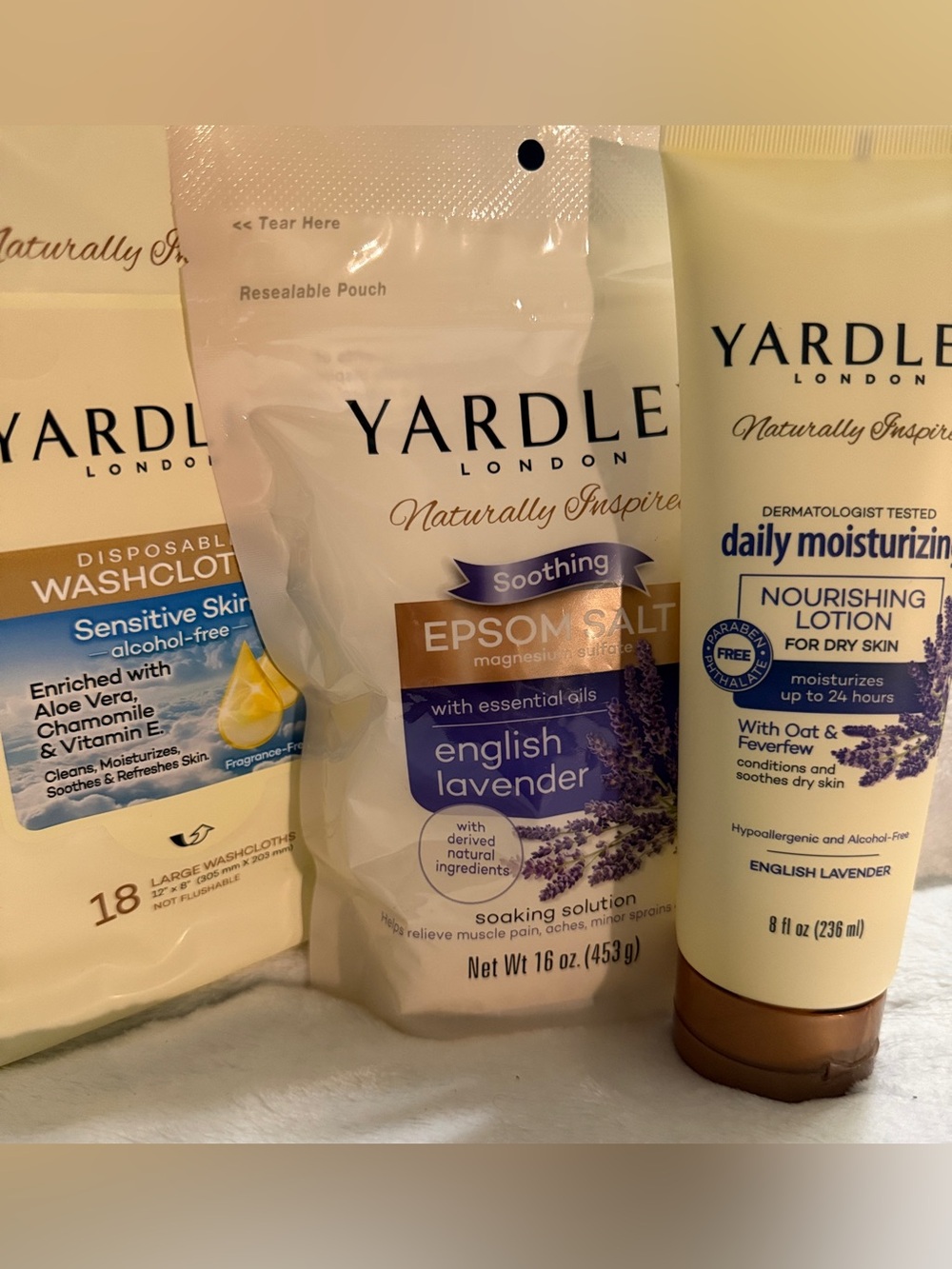 💜 Yardley English Lavender Epsom Salt & Lotion with Set of Washcloths